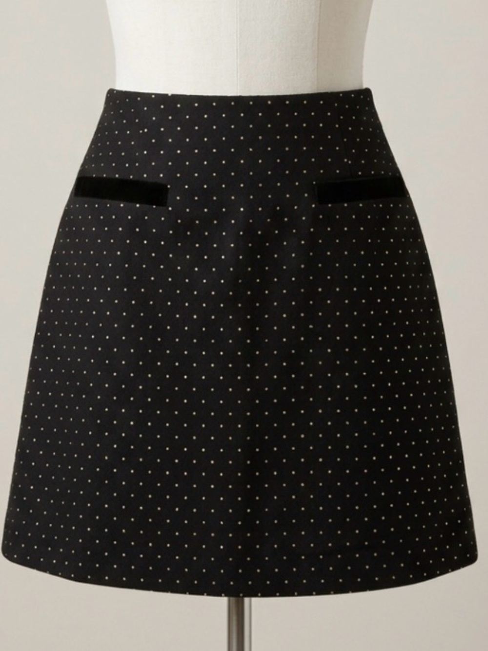 Copper Key Black XL A-Line Skirt with gold Polka Dots
